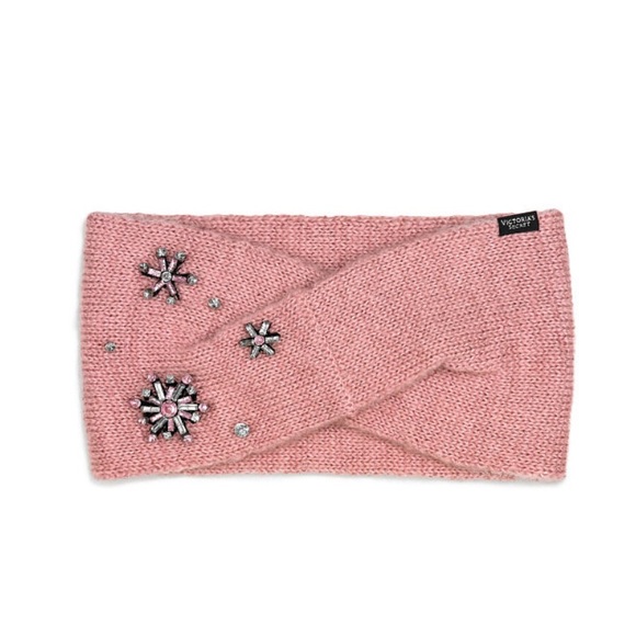 SOLD VS BLUSH PINK WARMER HEADBAND MITTENS GLOVES - Picture 3 of 4